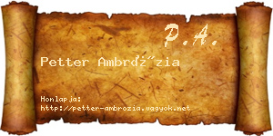 Petter Ambrózia névjegykártya